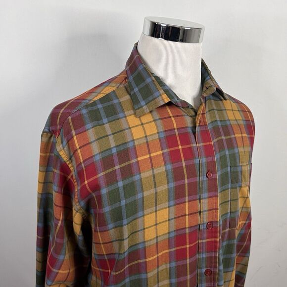James Pringle Weavers Large Flannel Shirt Multicolor Plaid Cotton Blend - Picture 1 of 5